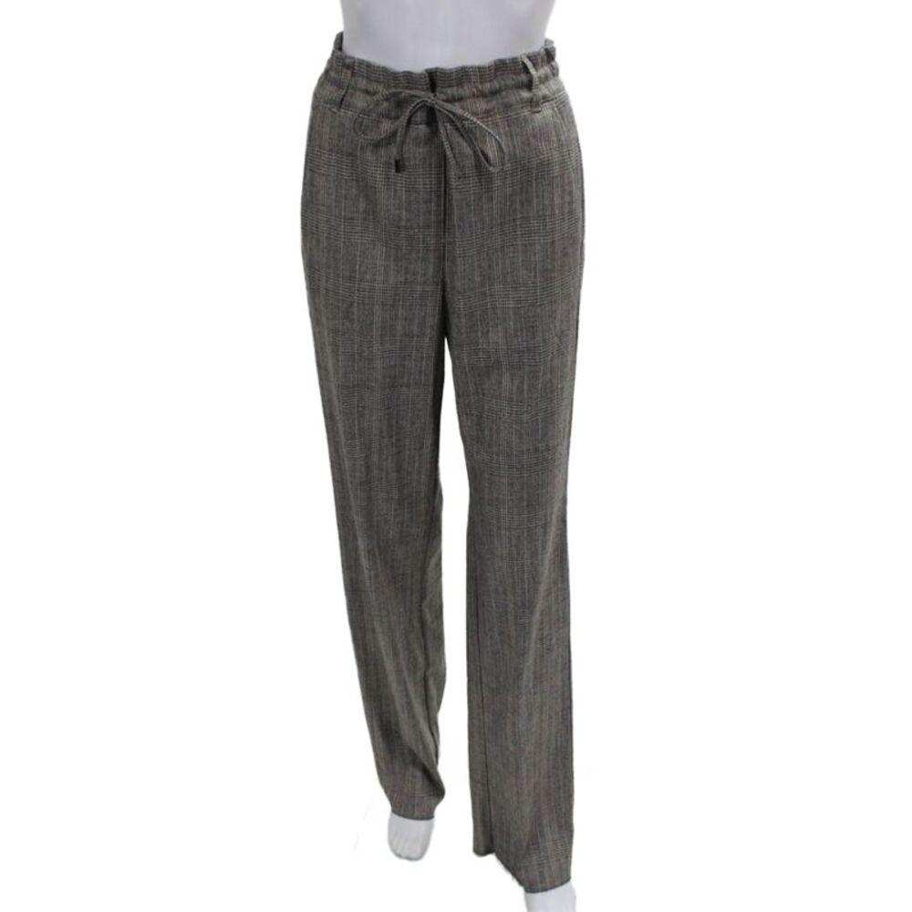 Marella Womens Dress Pants Gray Plaid Viscose Drawstring Inseam 34 Size 0